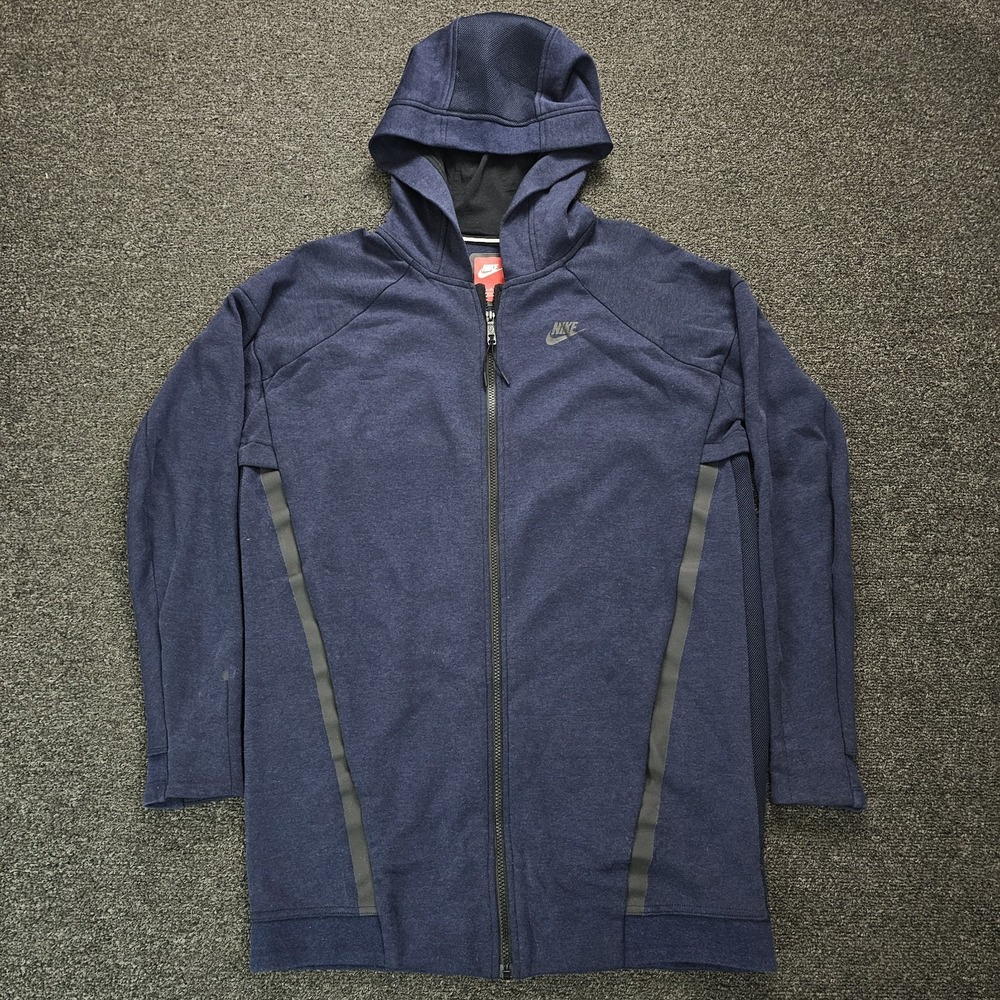 Nike Hoodie Mens Medium Tech‎ Fleece Full Zip Navy Blue 725844-473 Gorpcore